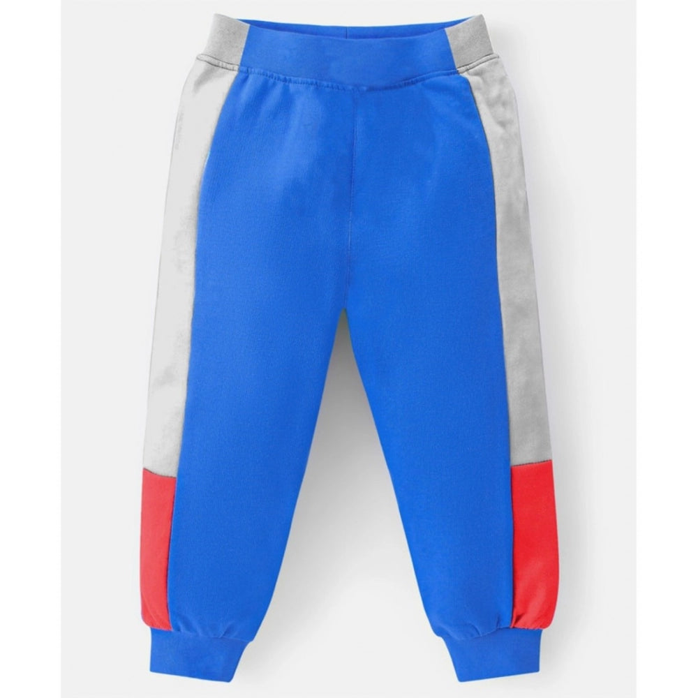 Boy's Casual Full Sleeve Printed Cotton T-Shirt With Pant - Blue