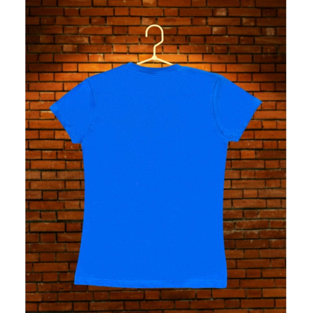 Girl's Casual Short Sleeve Pom Pom Balls Cotton T-Shirt - Royal Blue
