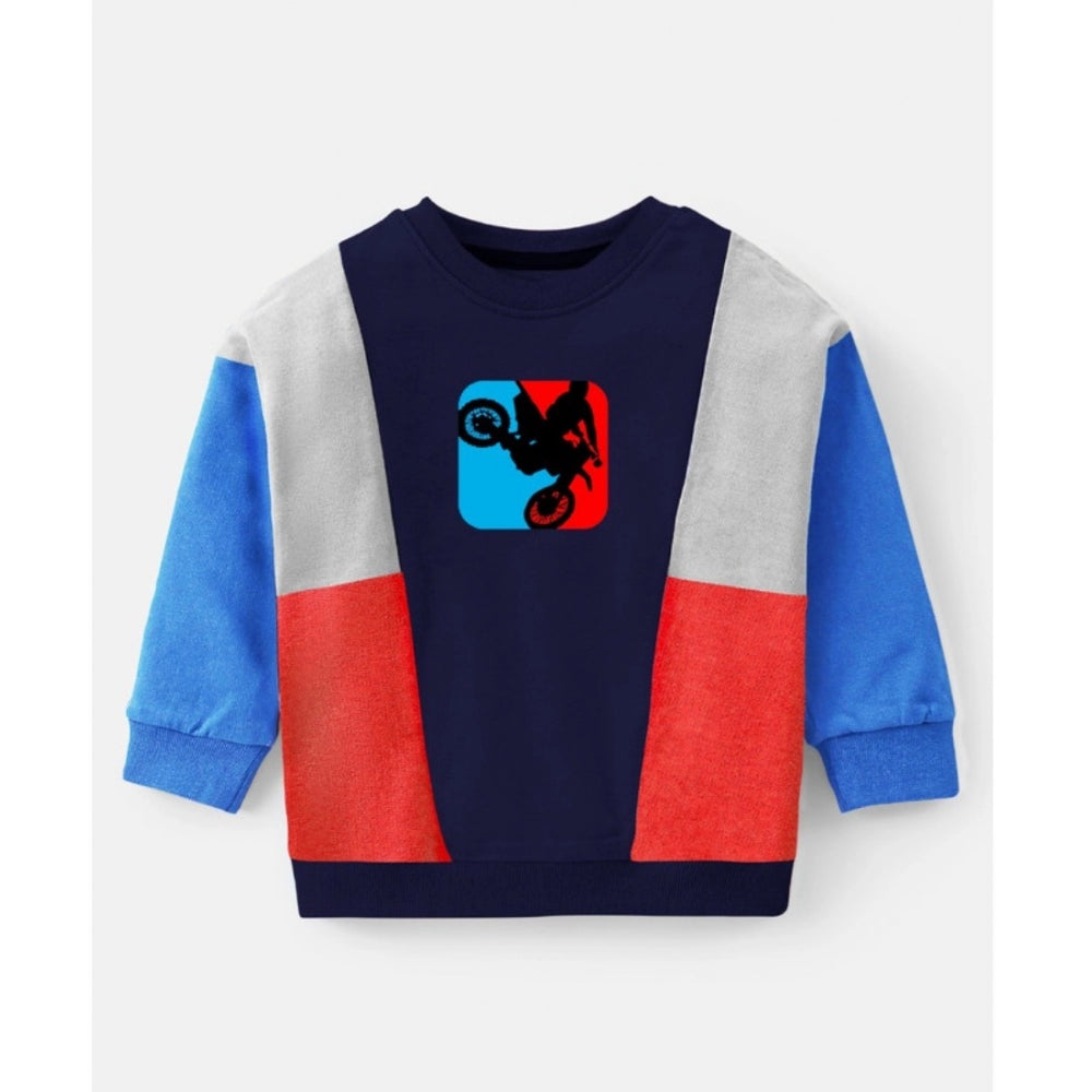 Boy's Casual Full Sleeve Printed Cotton T-Shirt With Pant - Blue