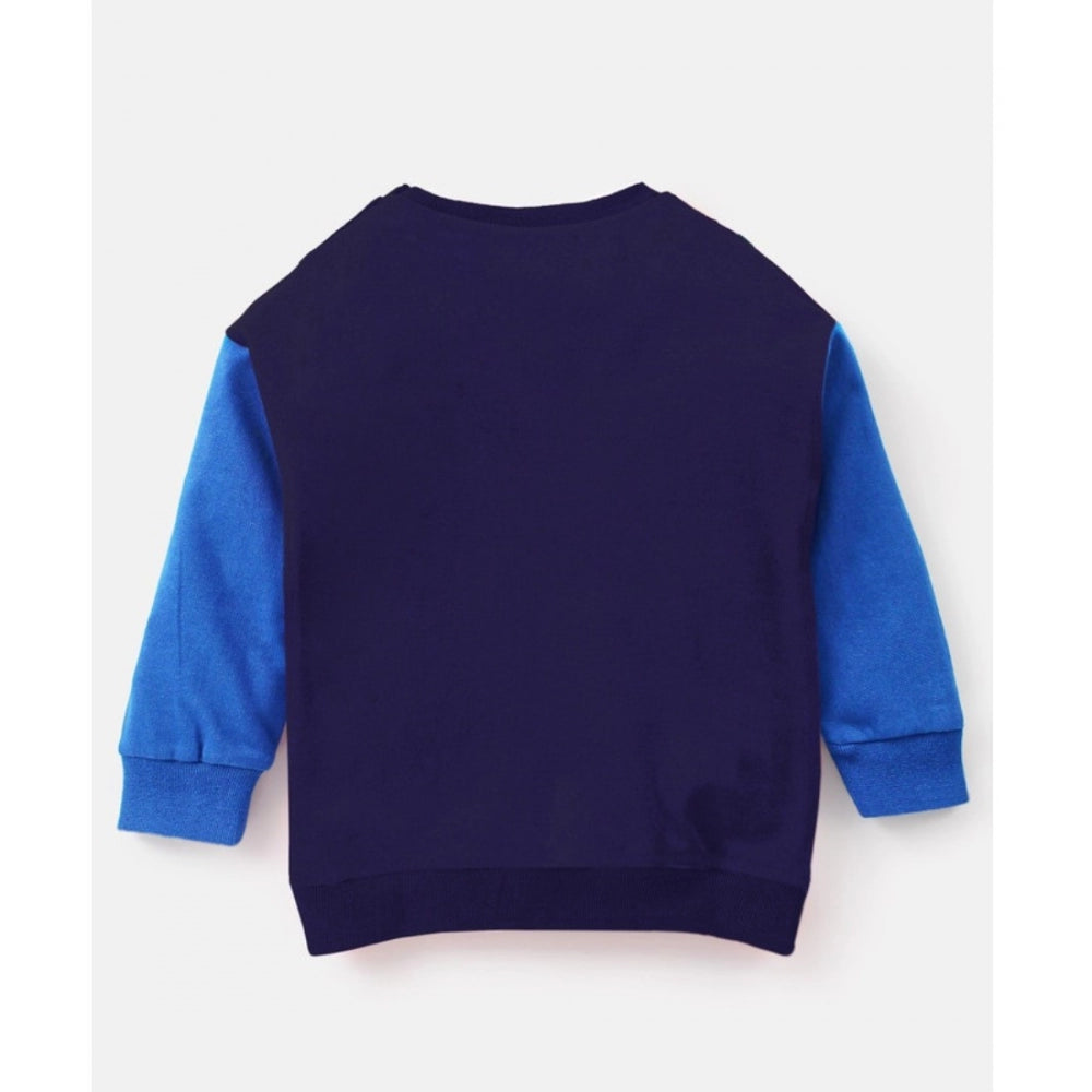 Boy's Casual Full Sleeve Printed Cotton T-Shirt With Pant - Blue