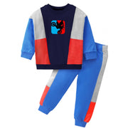 Boy's Casual Full Sleeve Printed Cotton T-Shirt With Pant - Blue