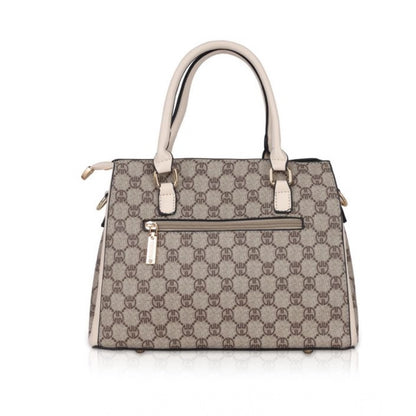 Women's Faux Leather Printed Handbag (Beige) - POPNOVA