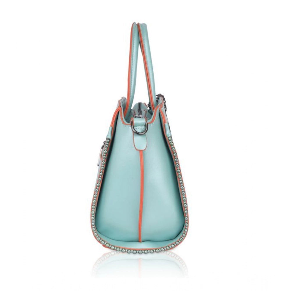Women's Faux Leather Metal Beads Handbag (Green) - POPNOVA