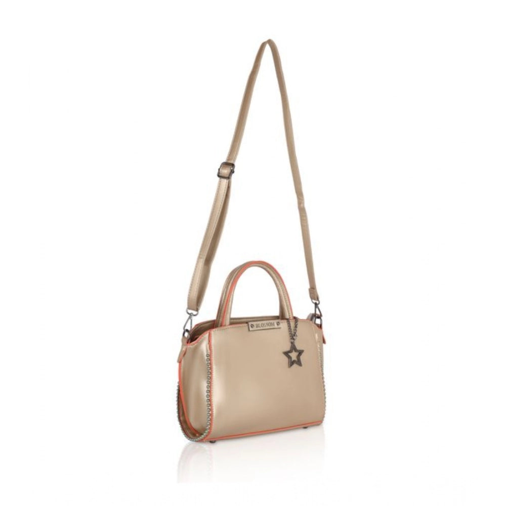 Women's Faux Leather Metal Beads Handbag (Gold) - POPNOVA