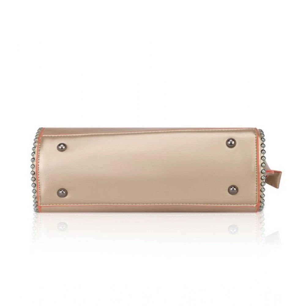 Women's Faux Leather Metal Beads Handbag (Gold) - POPNOVA