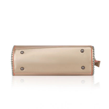 Women's Faux Leather Metal Beads Handbag (Gold) - POPNOVA