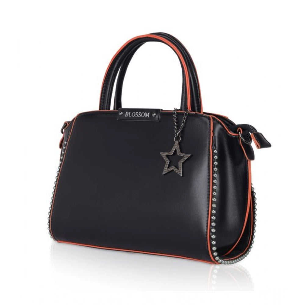 Women's Faux Leather Metal Beads Handbag (Black) - POPNOVA