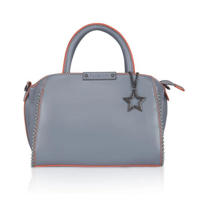Women's Faux Leather Metal Beads Handbag (Grey) - POPNOVA