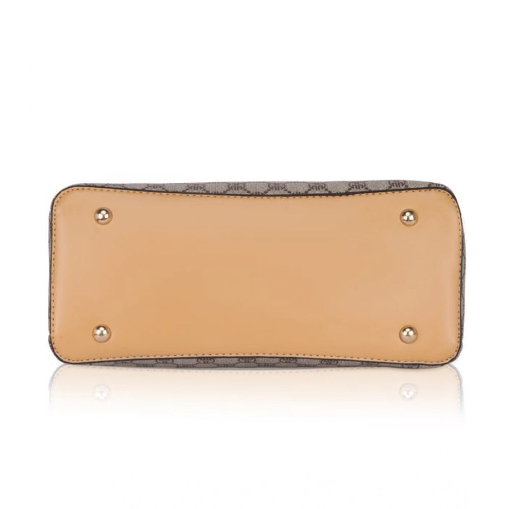 Women's Faux Leather Printed Handbag (Camel) - POPNOVA