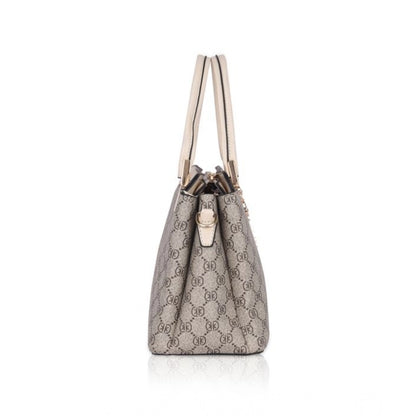 Women's Faux Leather Printed Handbag (Beige) - POPNOVA