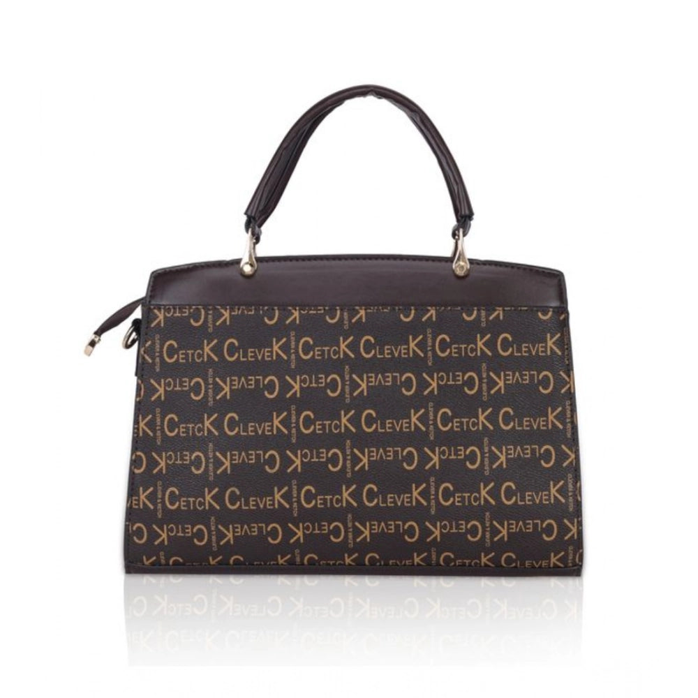 Women's Faux Leather Printed Handbag (Coffee) - POPNOVA