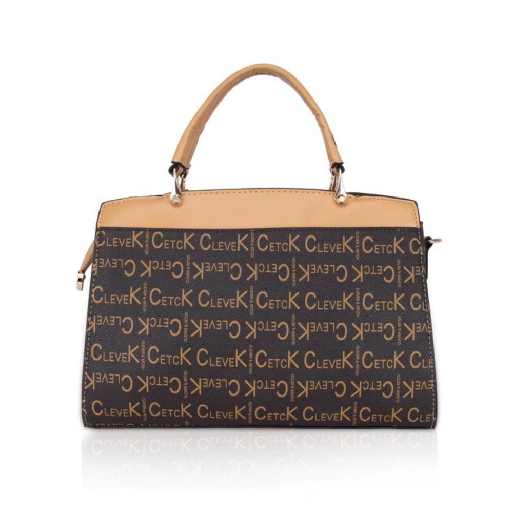 Women's Faux Leather Printed Handbag (Camel) - POPNOVA