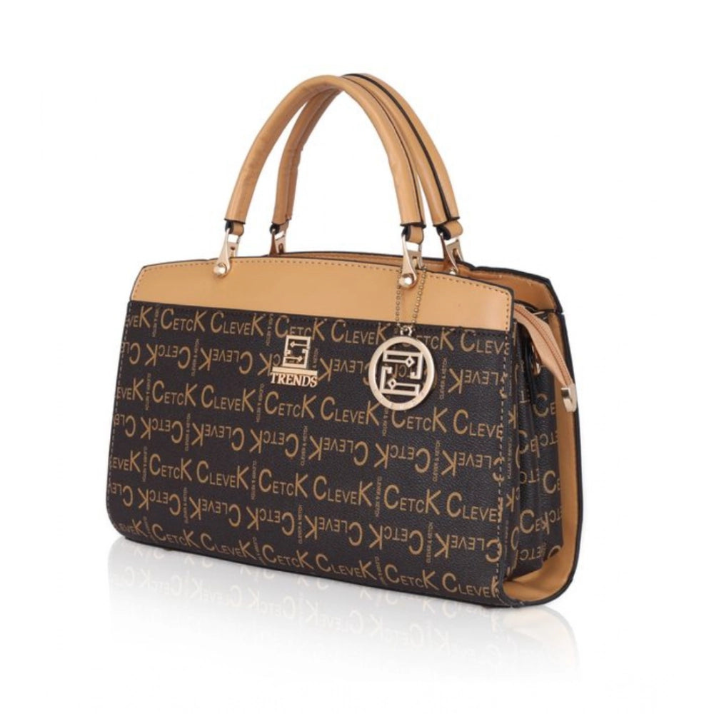 Women's Faux Leather Printed Handbag (Camel) - POPNOVA