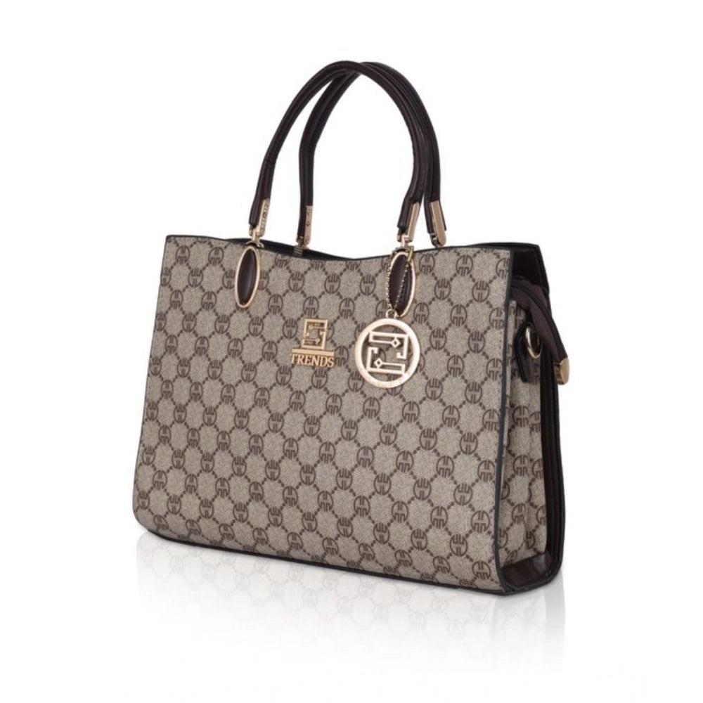 Women's Faux Leather Printed Handbag (Coffee) - POPNOVA