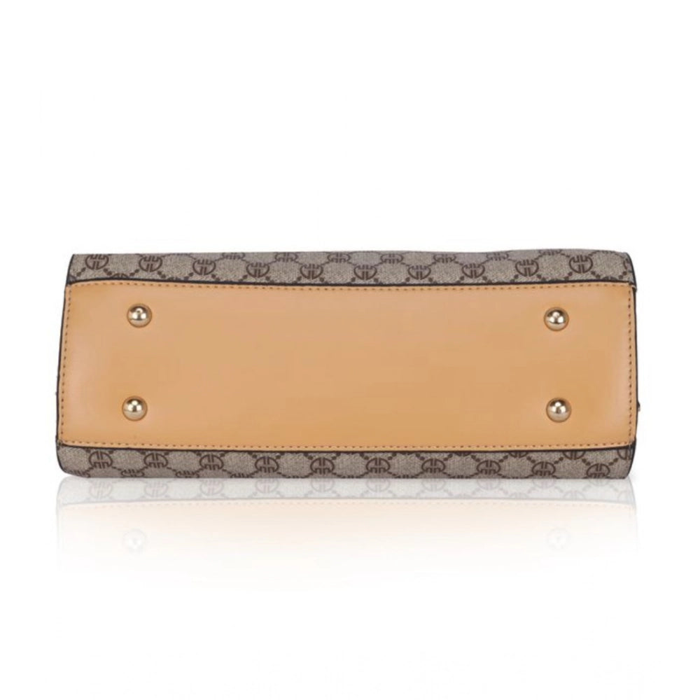 Women's Faux Leather Printed Handbag (Camel) - POPNOVA