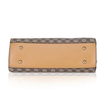 Women's Faux Leather Printed Handbag (Camel) - POPNOVA
