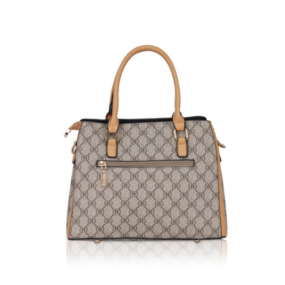 Women's Faux Leather Printed Handbag (Camel) - POPNOVA