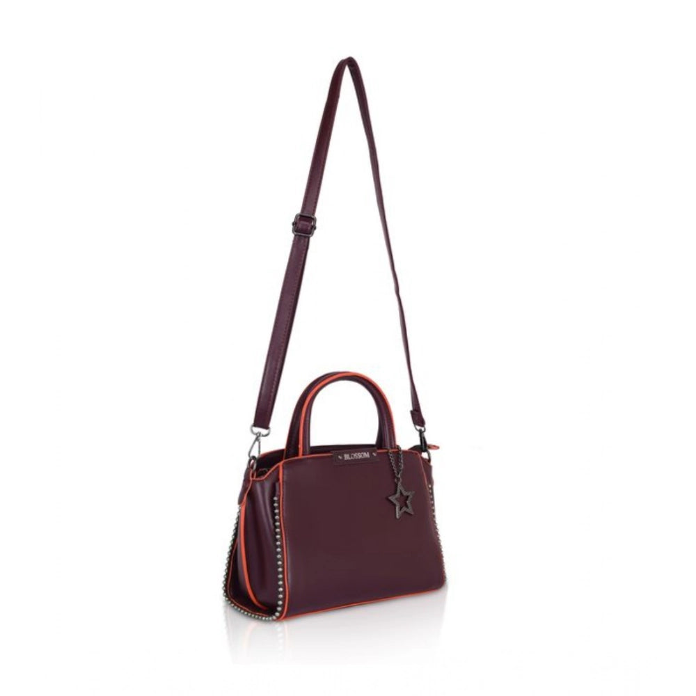 Women's Faux Leather Metal Beads Handbag (Wine Red) - POPNOVA