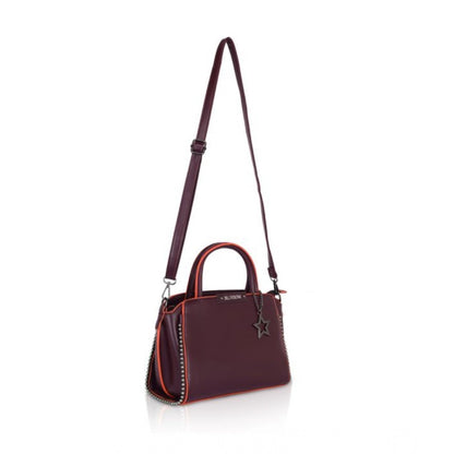 Women's Faux Leather Metal Beads Handbag (Wine Red) - POPNOVA