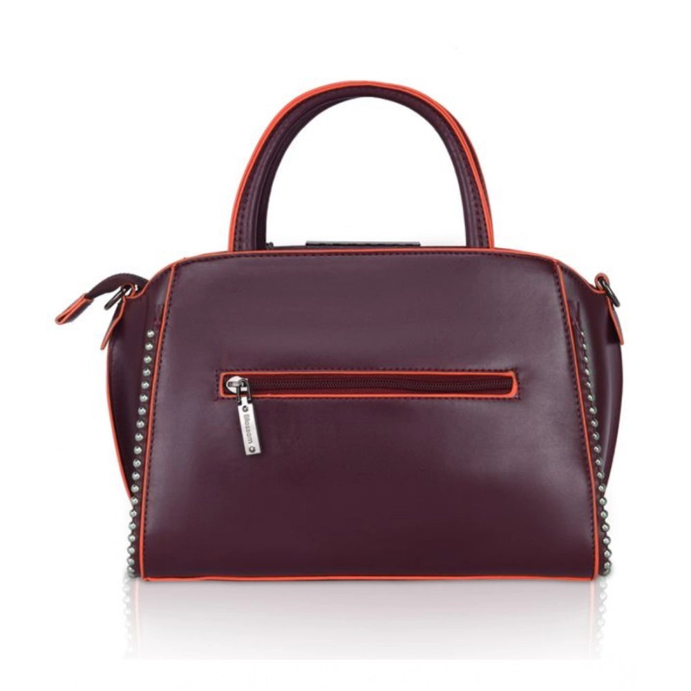 Women's Faux Leather Metal Beads Handbag (Wine Red) - POPNOVA