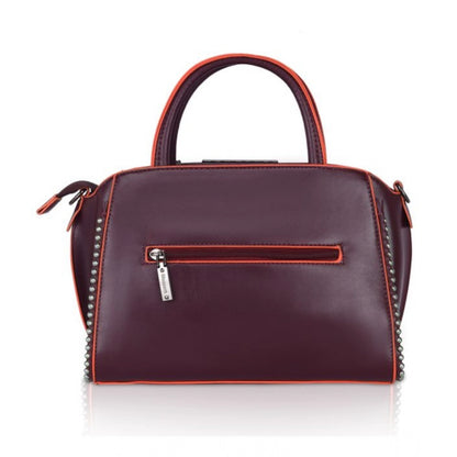 Women's Faux Leather Metal Beads Handbag (Wine Red) - POPNOVA