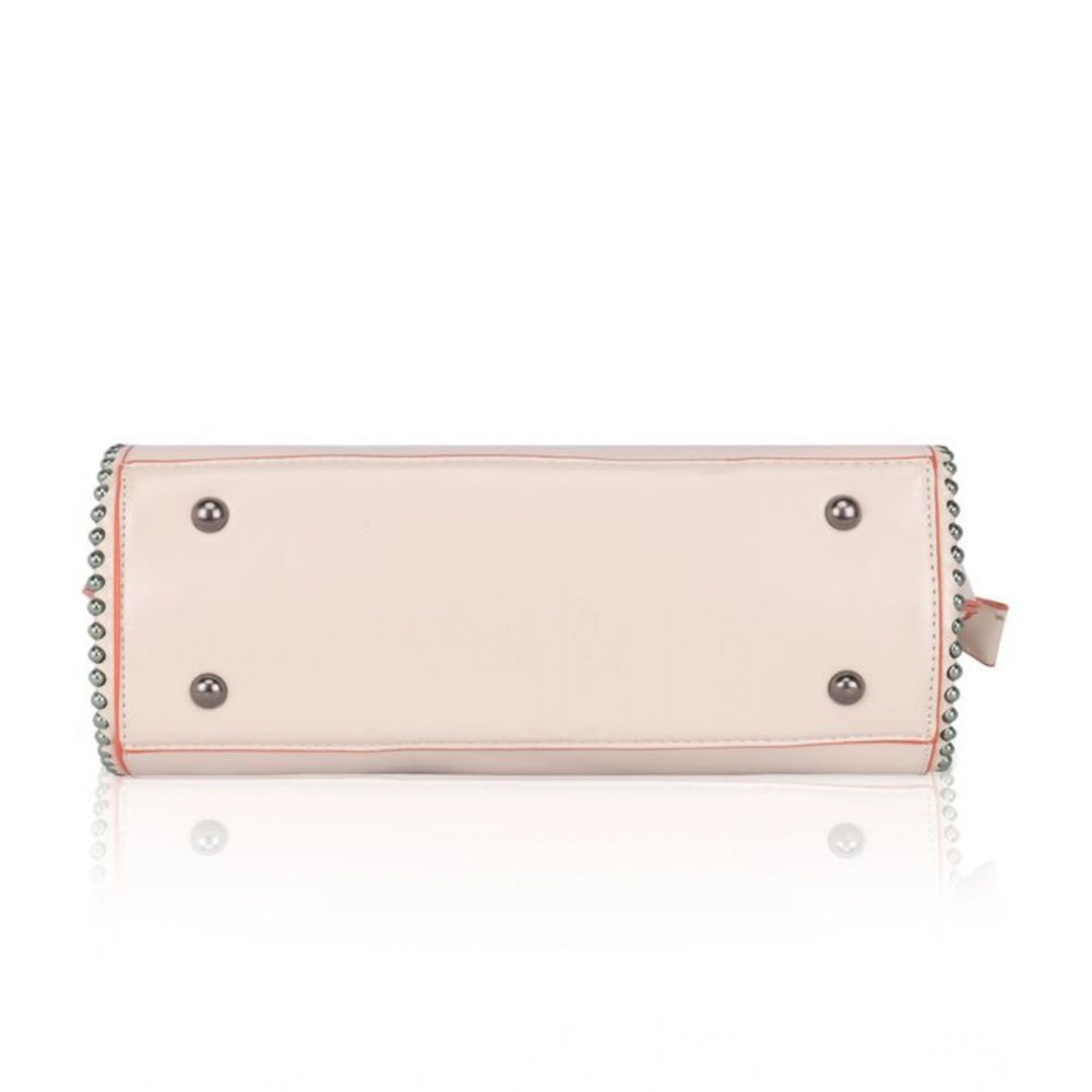 Women's Faux Leather Metal Beads Handbag (Pink) - POPNOVA