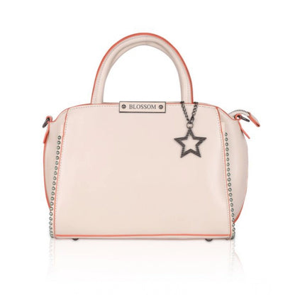 Women's Faux Leather Metal Beads Handbag (Pink) - POPNOVA