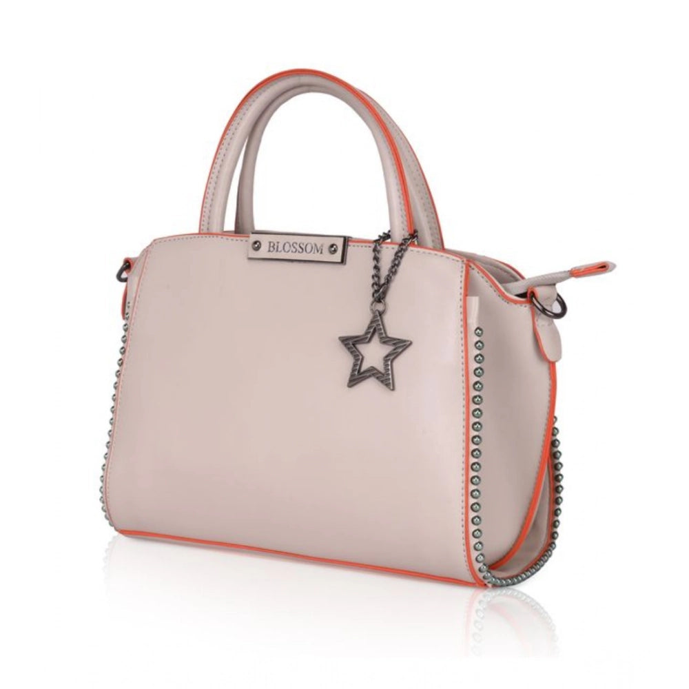 Women's Faux Leather Metal Beads Handbag (Khaki) - POPNOVA