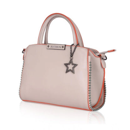 Women's Faux Leather Metal Beads Handbag (Khaki) - POPNOVA