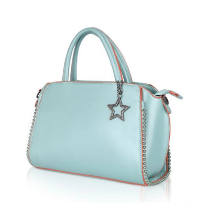 Women's Faux Leather Metal Beads Handbag (Green) - POPNOVA