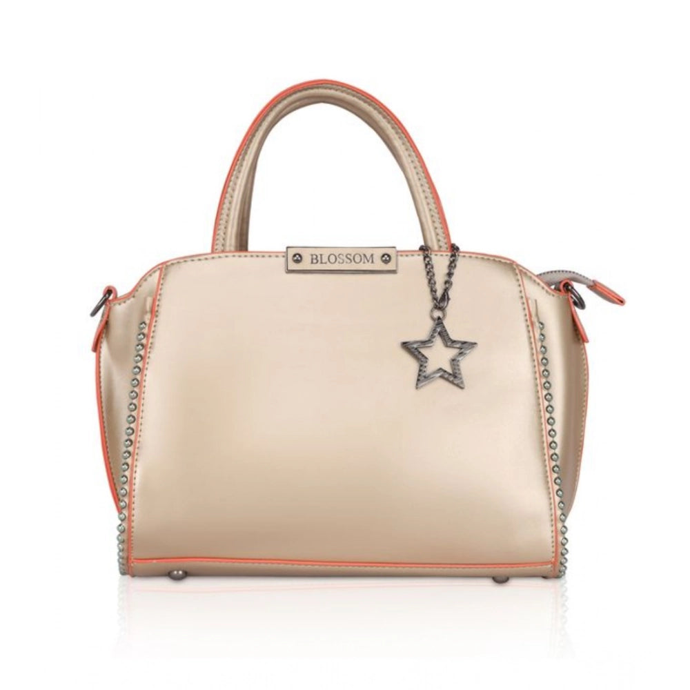 Women's Faux Leather Metal Beads Handbag (Gold) - POPNOVA