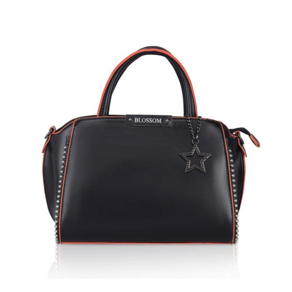 Women's Faux Leather Metal Beads Handbag (Black) - POPNOVA