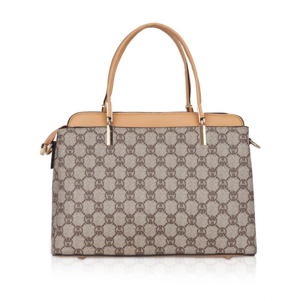 Women's Faux Leather Printed Handbag (Camel) - POPNOVA
