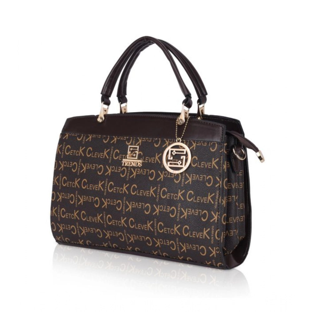Women's Faux Leather Printed Handbag (Coffee) - POPNOVA