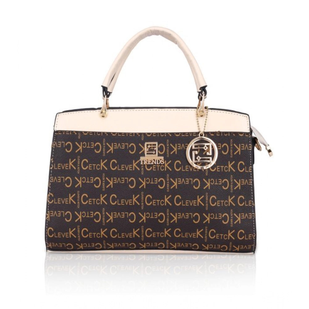 Women's Faux Leather Printed Handbag (Beige) - POPNOVA
