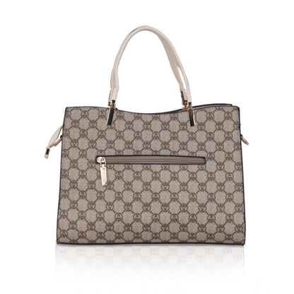 Women's Faux Leather Printed Handbag (Beige) - POPNOVA