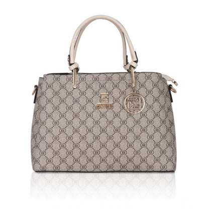 Women's Faux Leather Printed Handbag (Beige) - POPNOVA