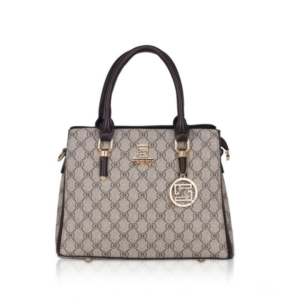 Women's Faux Leather Printed Handbag (Coffee) - POPNOVA
