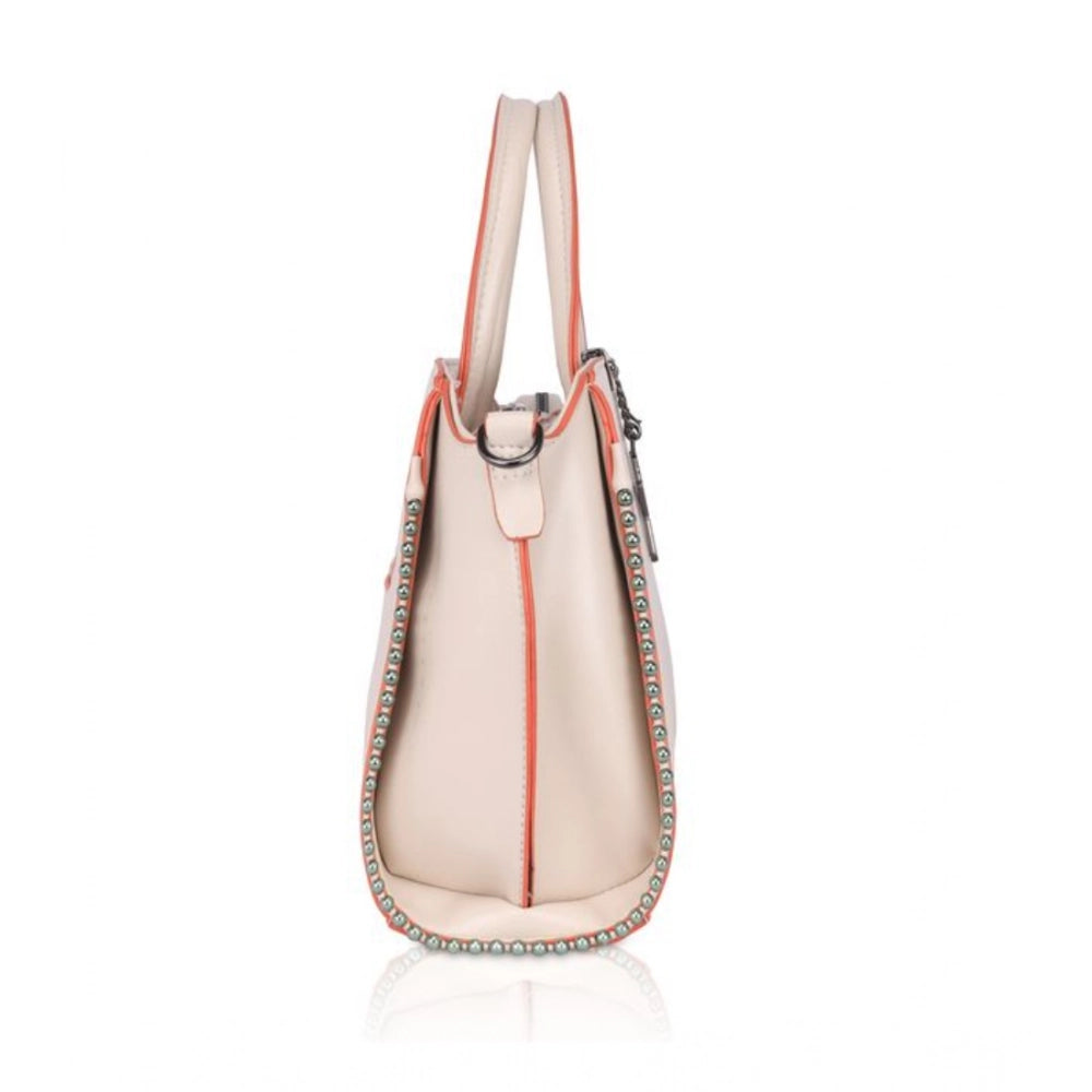 Women's Faux Leather Metal Beads Handbag (Pink) - POPNOVA