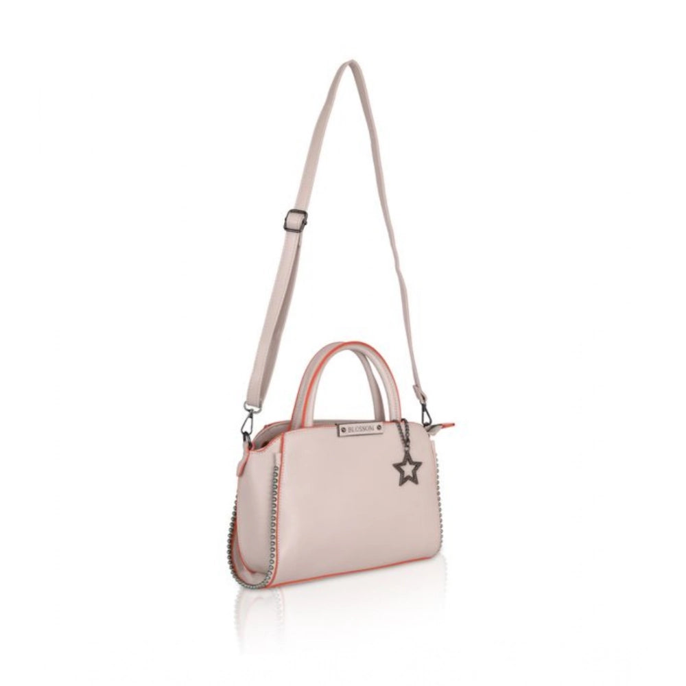 Women's Faux Leather Metal Beads Handbag (Khaki) - POPNOVA