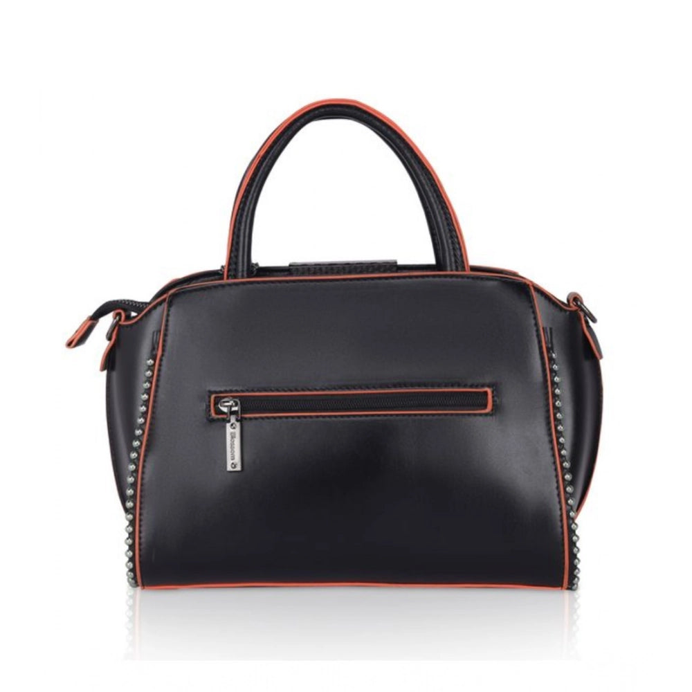 Women's Faux Leather Metal Beads Handbag (Black) - POPNOVA