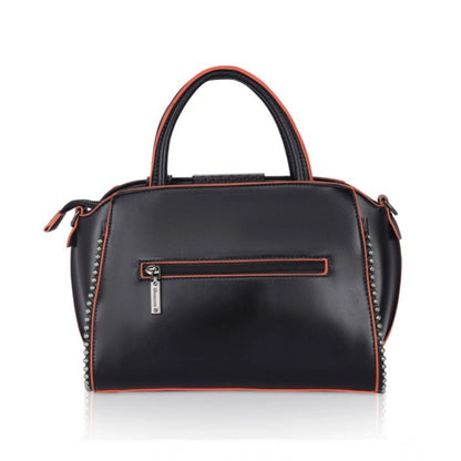 Women's Faux Leather Metal Beads Handbag (Black) - POPNOVA