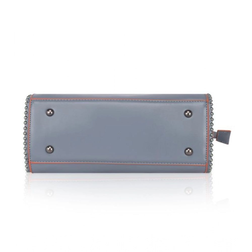 Women's Faux Leather Metal Beads Handbag (Grey) - POPNOVA