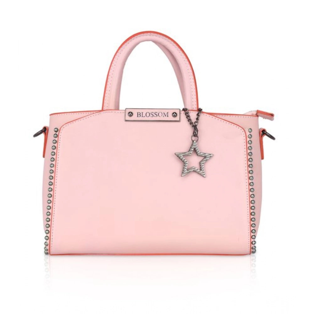 Women's Faux Leather Metal Beads Handbag (Pink) - POPNOVA