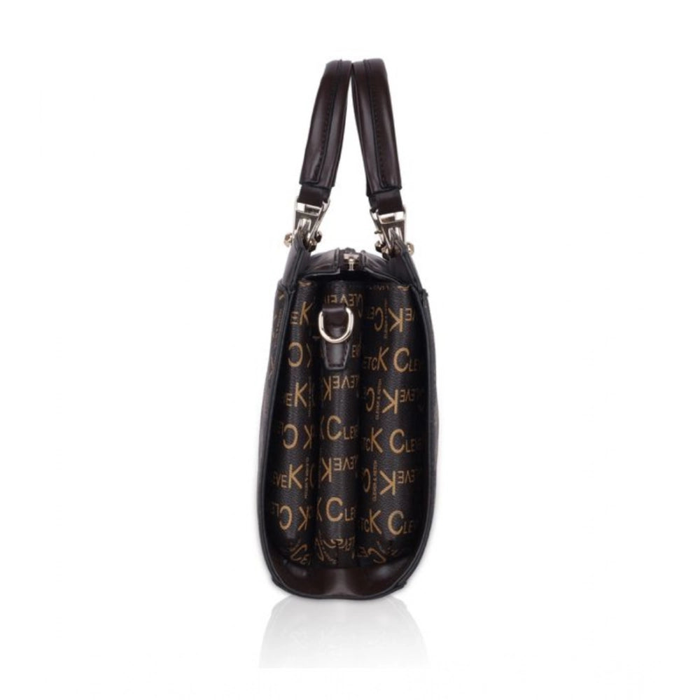 Women's Faux Leather Printed Handbag (Coffee) - POPNOVA