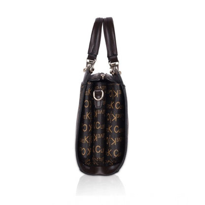 Women's Faux Leather Printed Handbag (Coffee) - POPNOVA