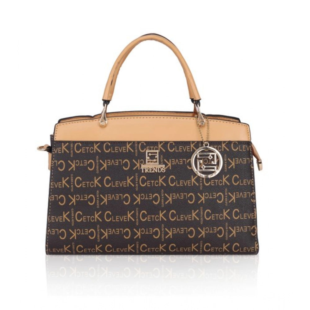 Women's Faux Leather Printed Handbag (Camel) - POPNOVA