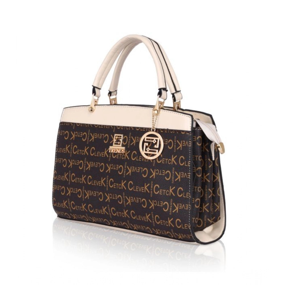Women's Faux Leather Printed Handbag (Beige) - POPNOVA