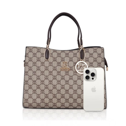 Women's Faux Leather Printed Handbag (Coffee) - POPNOVA