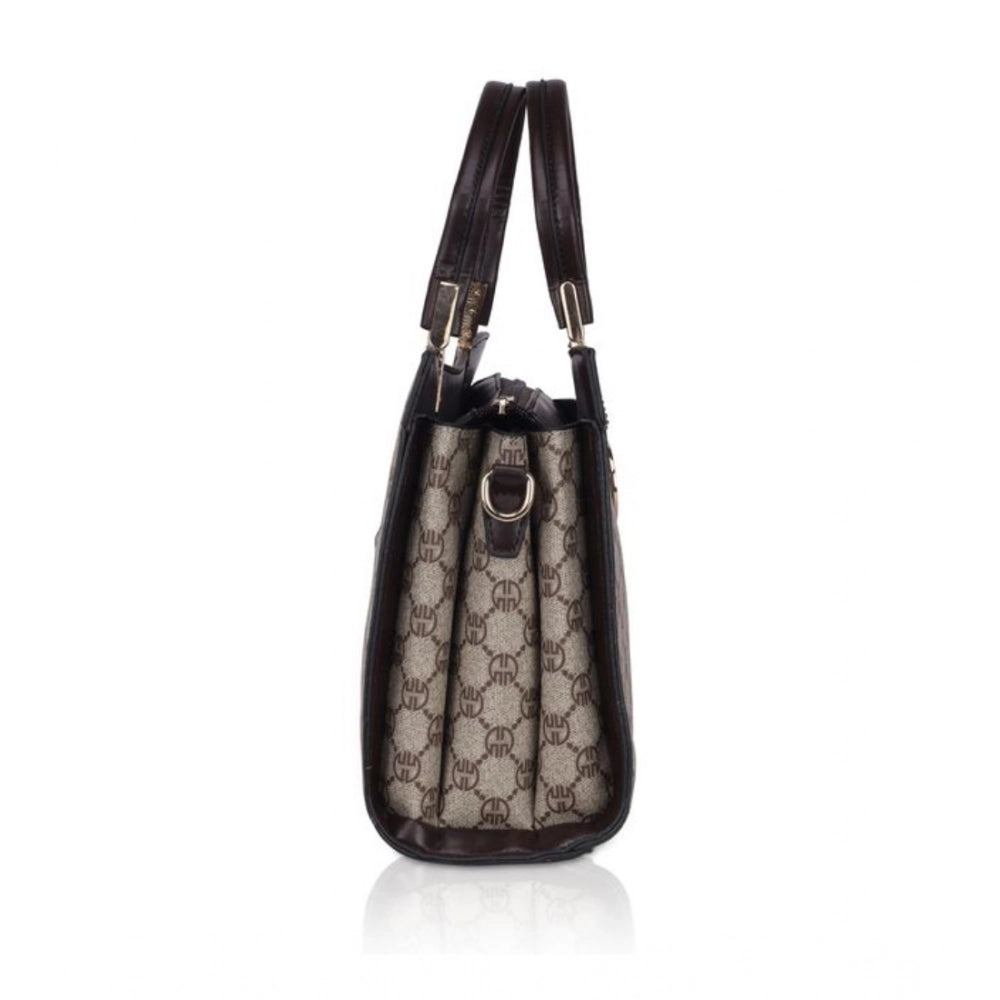 Women's Faux Leather Printed Handbag (Coffee) - POPNOVA